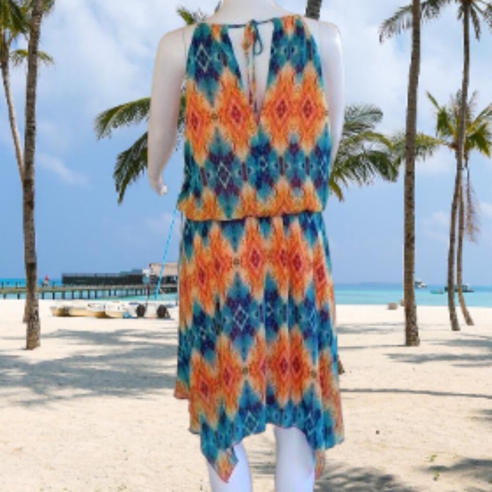 City Triangles Sleeveless Dress with Handkerchief Hem Sheer & Lined Size L - Picture 11 of 13